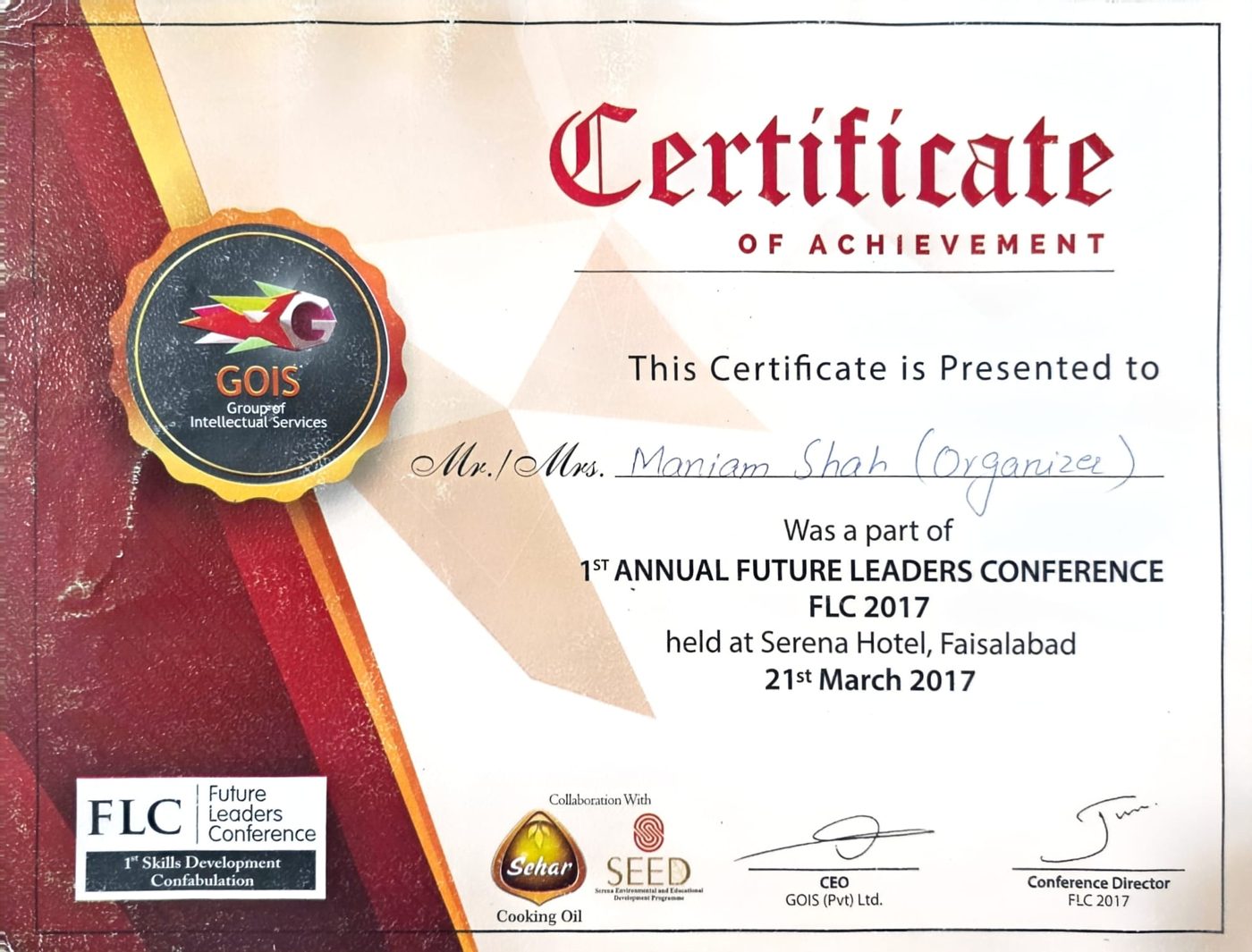Organizer, 1st Annual Future Leaders Conference